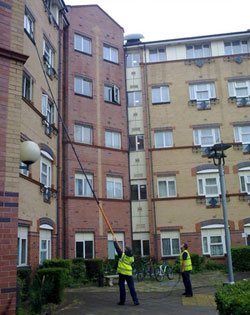 Cleaner using water fed pole system